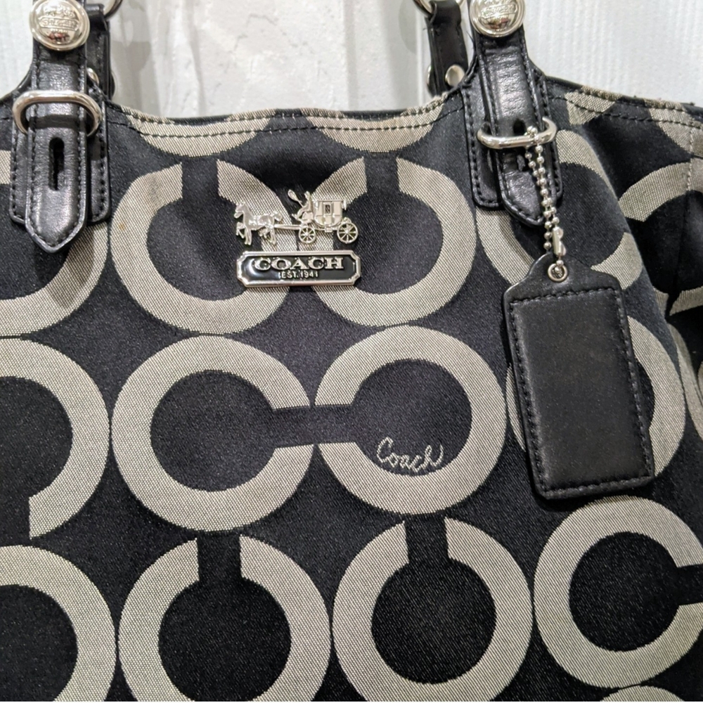 Coach Black and Gray Signature Tote Bag